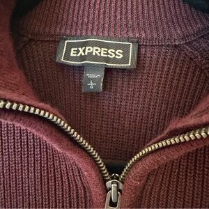 Express Maroon Ribbed Quarter Zip Sweater